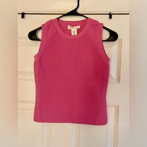 Anthropologie x Happily Grey Ribbed Stretch Fitted Crop Top Pink M